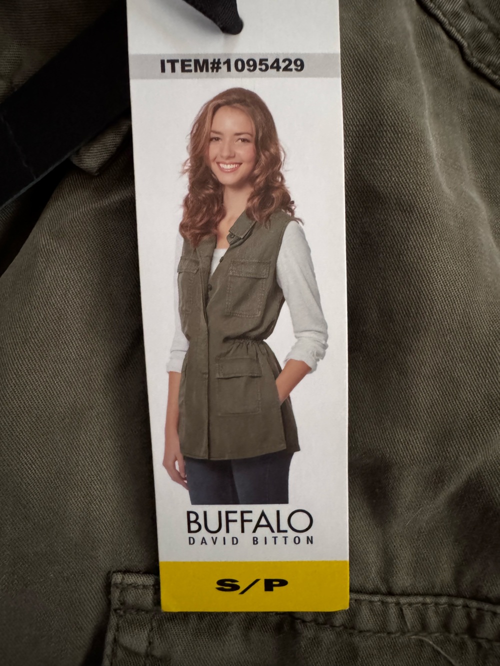 Buffalo David Bitton Olive Utility Vest with Cinched Waist NWT